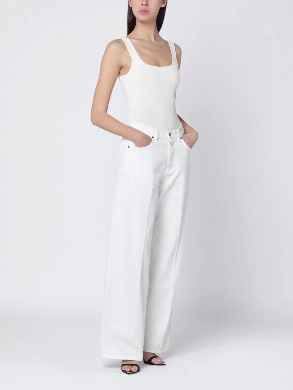 Haikure Bethany Optical White Wide-Leg High-Rise Pants size 27
